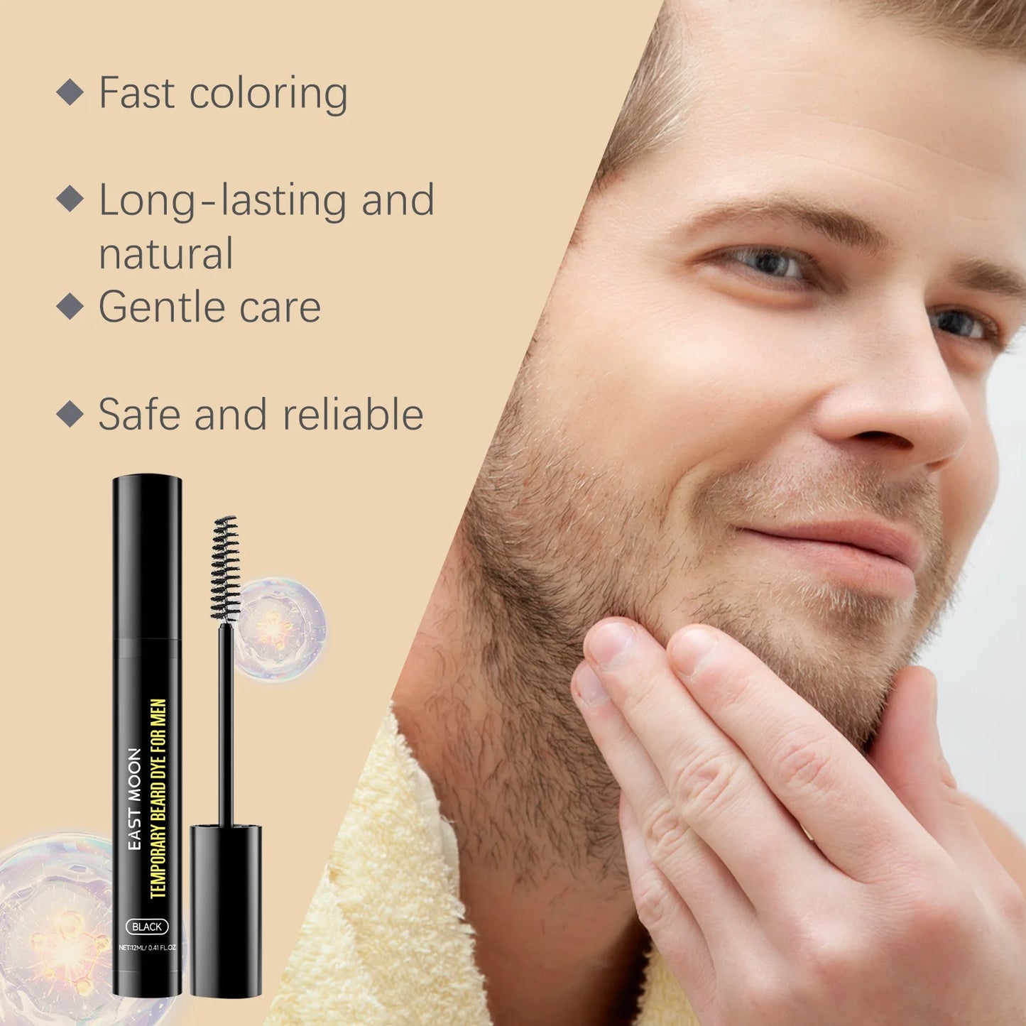 East Moon Men's Beard Dye – Long-Lasting, Gentle Color Formula