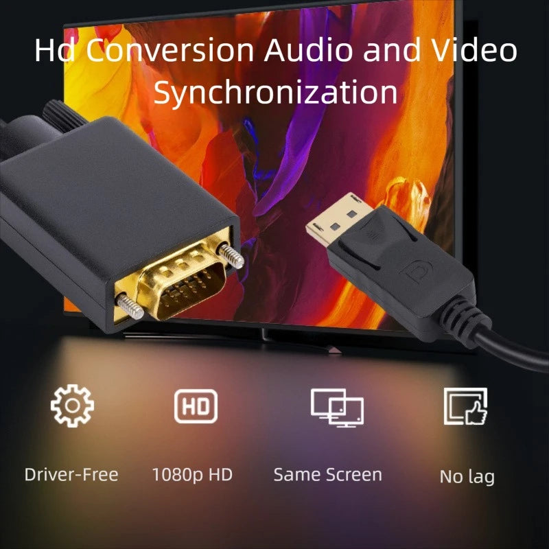 DisplayPort to VGA Cable DisplayPort to VGA Adapter Conversion HD Video Cable For TV Monitor Laptop Computer Projector 1080P Peaceful Pleasures Health and Wellness