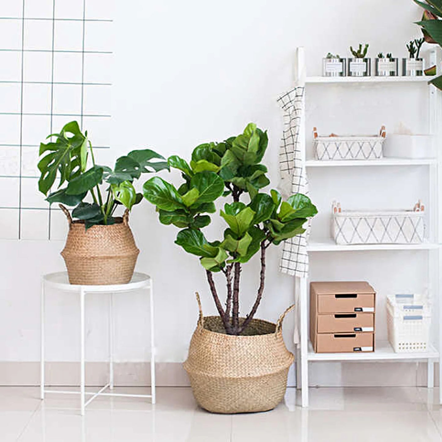 Seagrass Wickerwork Basket Portable Dirty Laundry Hamper Storage Basket Garden Plant Basket Home Decor Peaceful Pleasures Health and Wellness