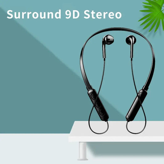 Wireless 9D Bluetooth Headset NeckHanging Stereo Noise Reduction Universal 5.0 Sports Headset Microphone Peaceful Pleasures Health and Wellness