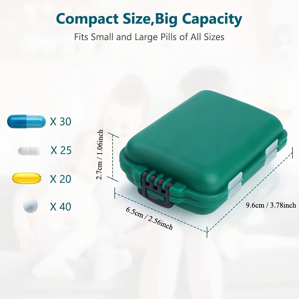 10-Compartment Pill Box – Moisture-Proof Travel Medicine Organizer Pill Organizer Case Peaceful Pleasures Health and Wellness