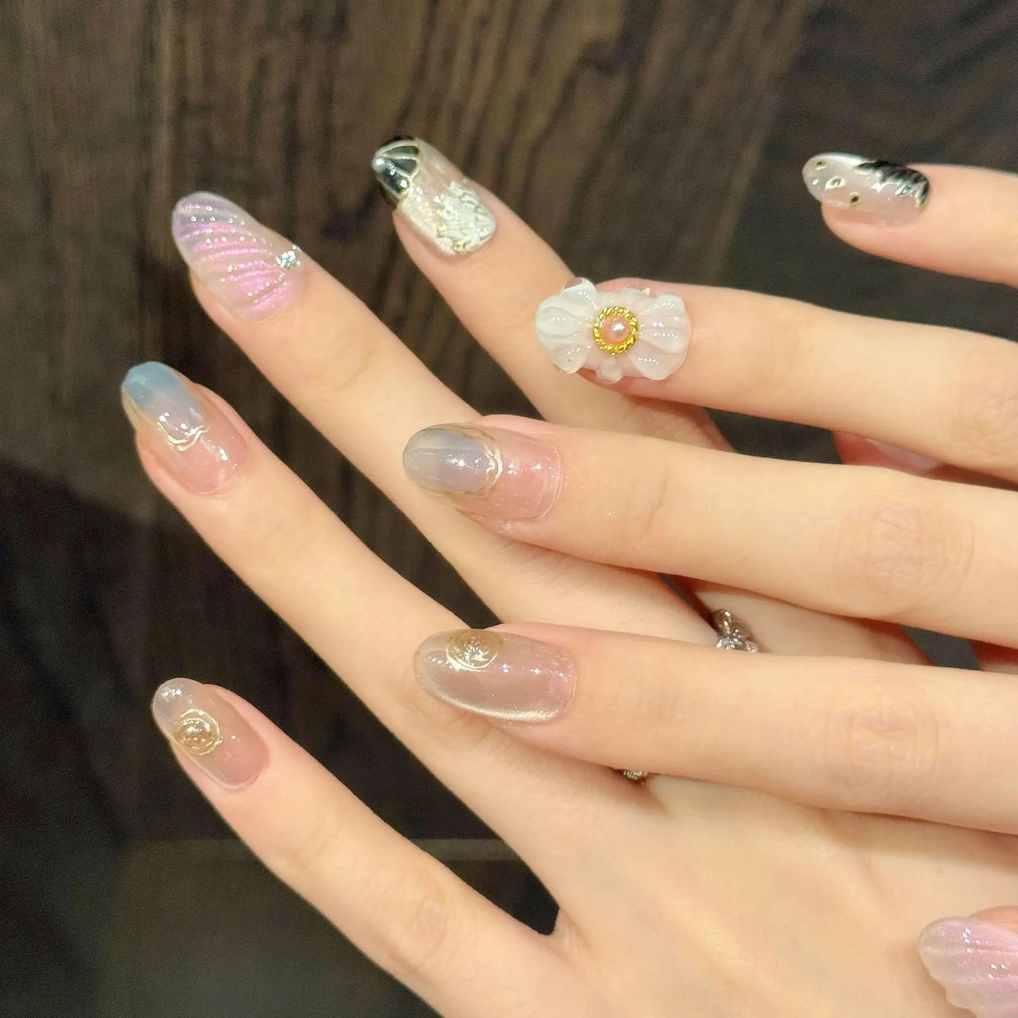 10pcs Handmade Press on Nails Summer Ocean Shell Pearl Decor Fake Nail Tips for Women Wearable Reusable Ins Fashion False Nails Peaceful Pleasures Health and Wellness