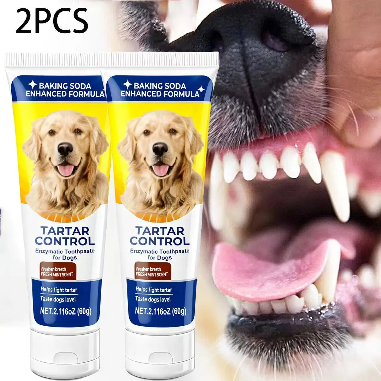 2-Pack Dog Enzyme Toothpaste with Baking Soda – 60g Each