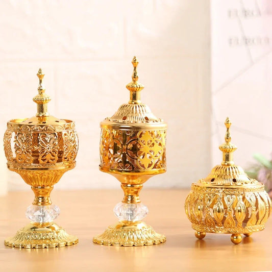 Creative Hollow tower incense burner Arabic style Incense Burner For Home Hotel Decoration Golden Metal bakhoor Incense Holder Peaceful Pleasures Health and Wellness