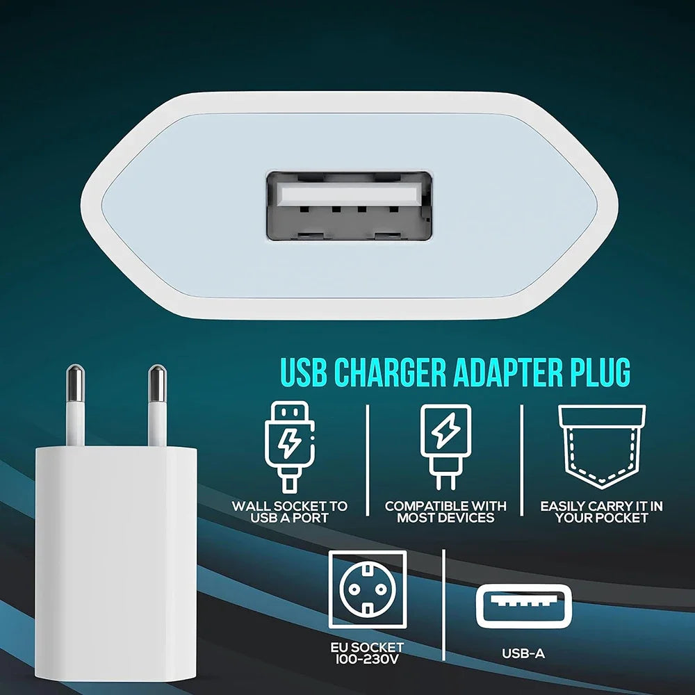 Mini USB EU Wall Charger 5V 1A | iPhone & Android 1–5 Pack