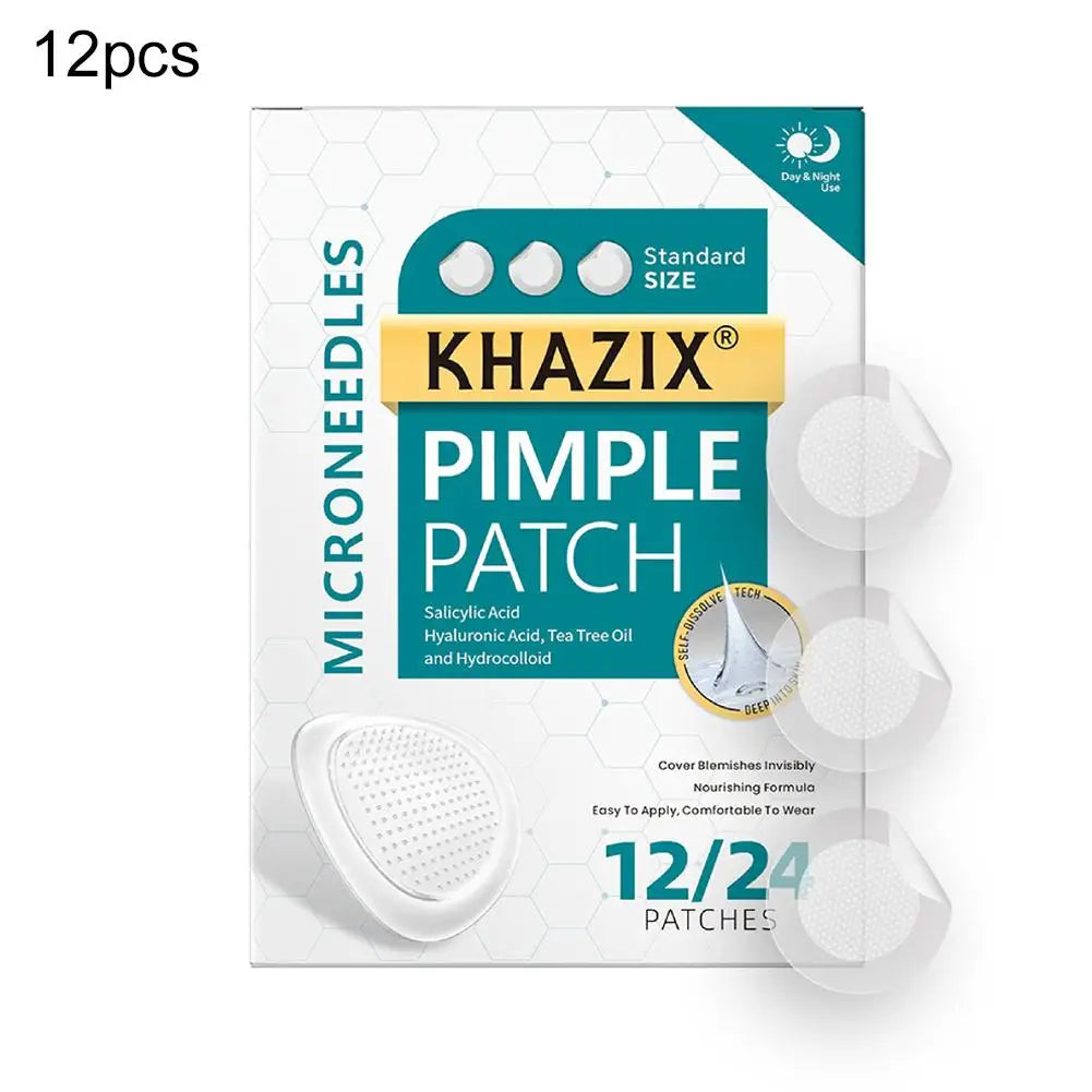 Hydrocolloid Micropoint Pimple Patches – 12/24 Invisible Acne Cover Patches with Micro Needles for Overnight Blemish Care Peaceful Pleasures Health and Wellness I-12pcs