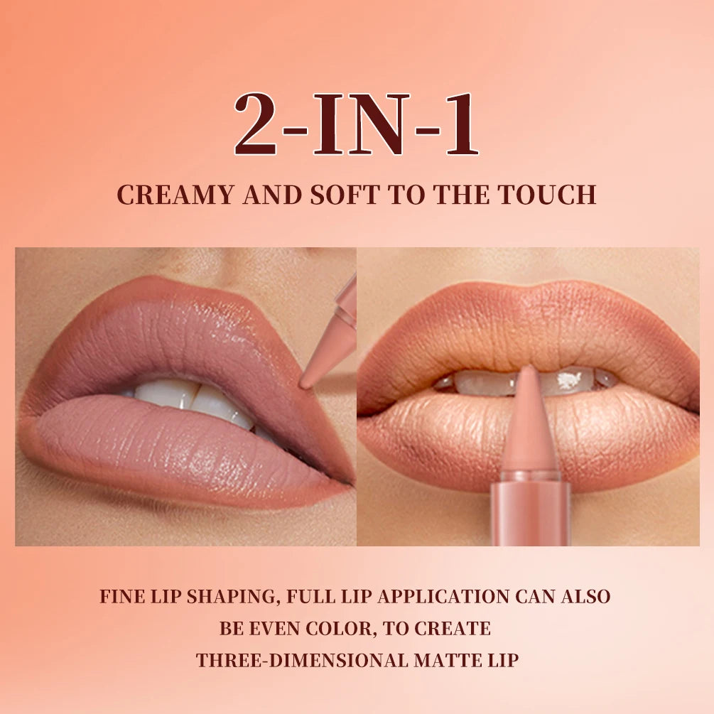 QIBEST Tapered Gradient Lip Liner Sets Matte Nude Brown Lipstick Waterproof Non Sticky Contouring Tint Lipliner Lasting Makeup Peaceful Pleasures Health and Wellness