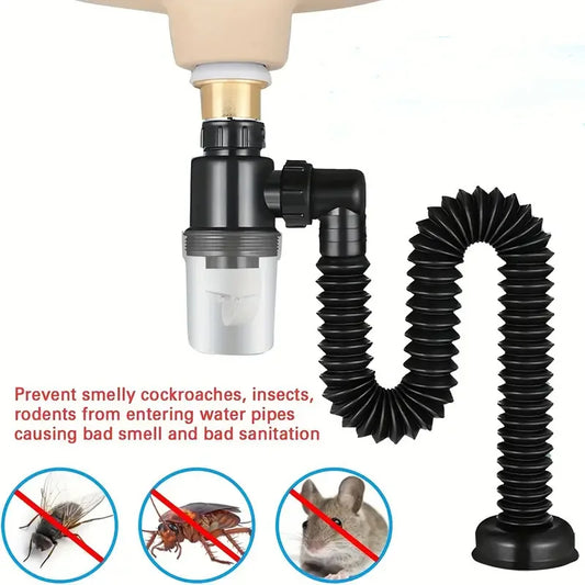 Flexible Sink Drain Pipe & Odor-Blocking Strainer | Universal Fit Sink Drain Pipe Oasis Select