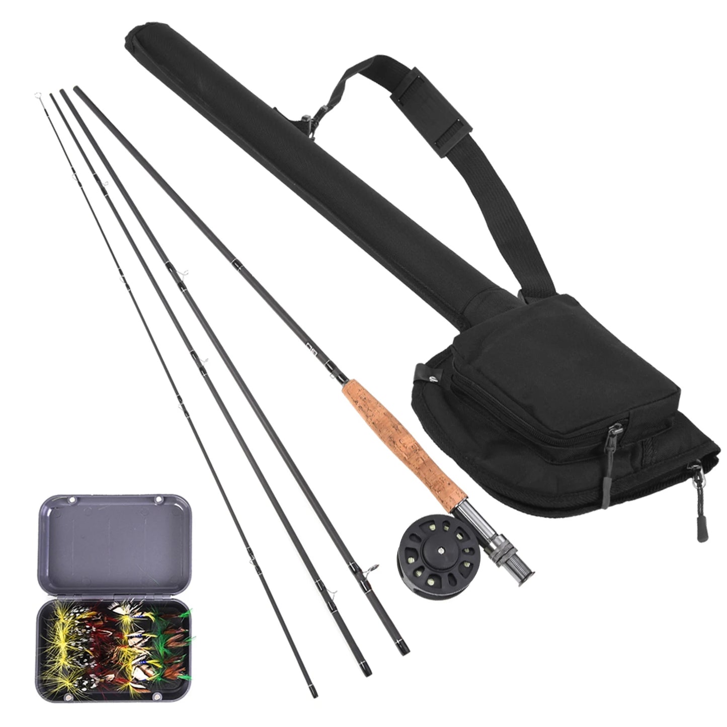 9' Fly Fishing Rod Reel Combo Carry Bag 20 Flies Complete Starter