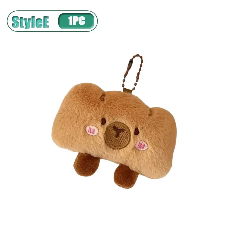 Capybara Plushie Keyring – Cute Anime Bread Topper Fluffy Toy