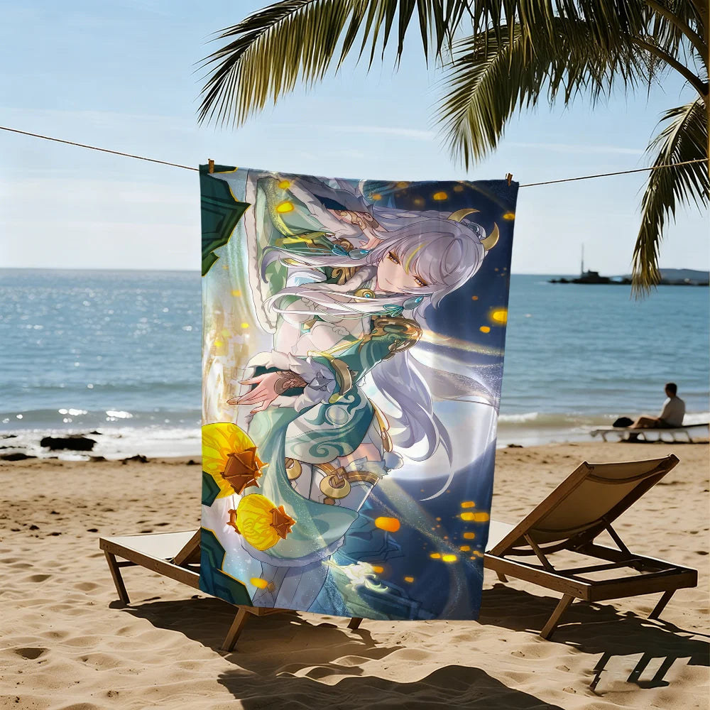 Genshin Impact Zibai Quick-Dry Beach Towel | Multi-Size Quick-Dry Beach Towel Peaceful Pleasures Health and Wellness