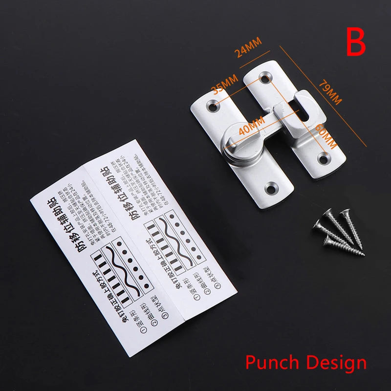 New Punch-free Hasp Latch Door Lock Black Cabinet Locks Kids Safety Lock Sliding Door Anti-pried Hook Lock Hardware Peaceful Pleasures Health and Wellness B Silver