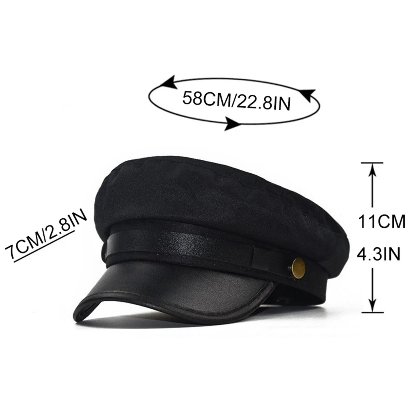 Unisex Cycling Caps PU Leather Hat Autumn Sailor Hat for Women Men Men Black Female Travel Student Hat Captain Hat Flat Top Peaceful Pleasures Health and Wellness