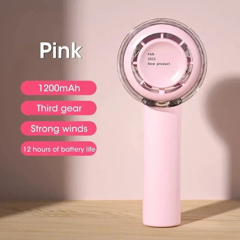Mini Handheld Fan USB Rechargeable Portable Ventilation Air Cooler For Outdoor Travel Desk Peaceful Pleasures Health and Wellness Pink