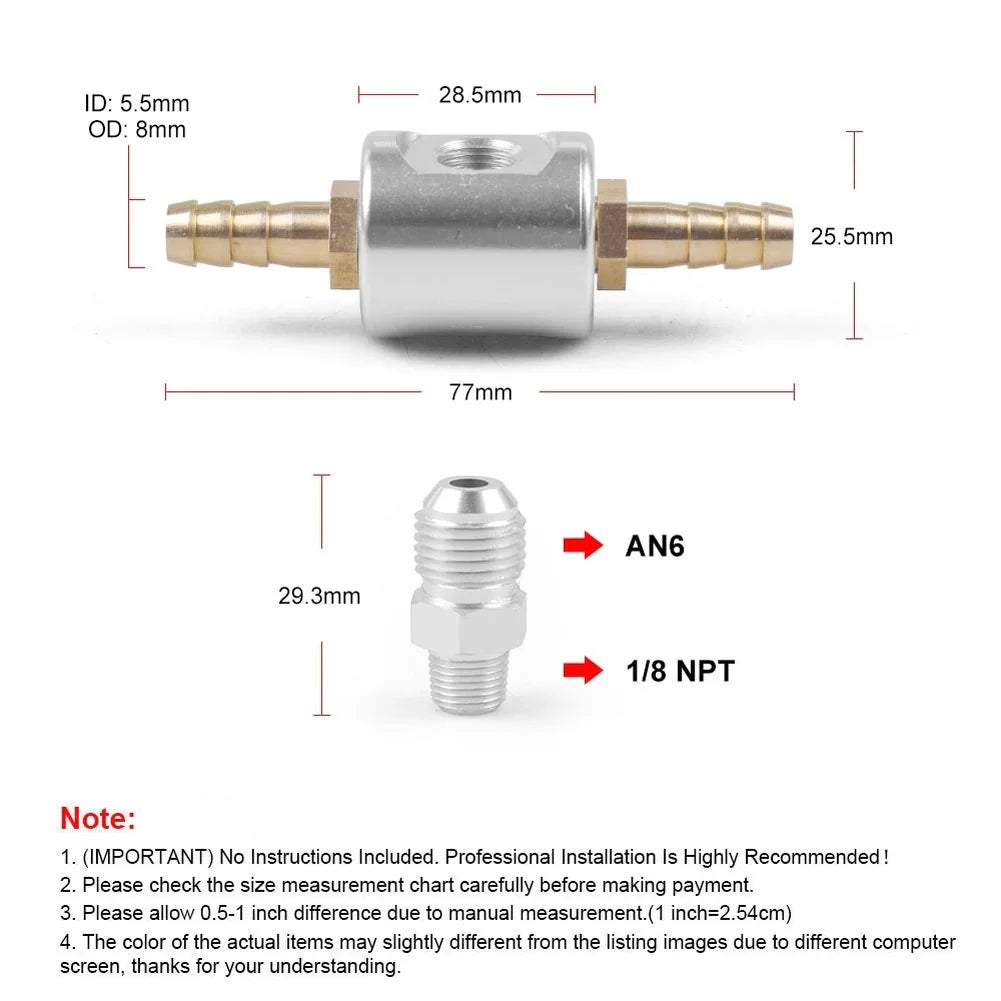 0–160 PSI Liquid-Filled Fuel Pressure Gauge | 1/8 NPT AN6