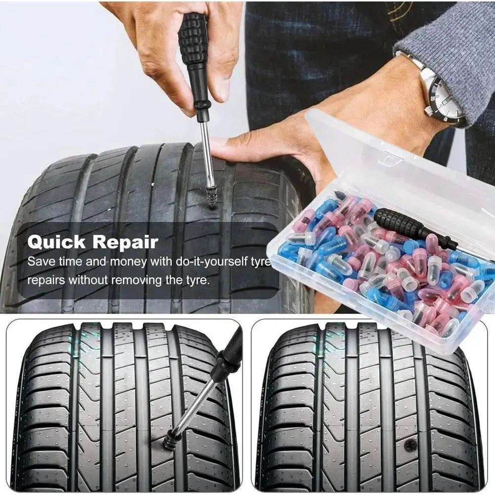 100pcs Tire Repair Screw with ScrewdriverFor Car Motorcycle Truck Universal Vacuum Tyre Repair Nails Tire set Car Accessories Peaceful Pleasures Health and Wellness