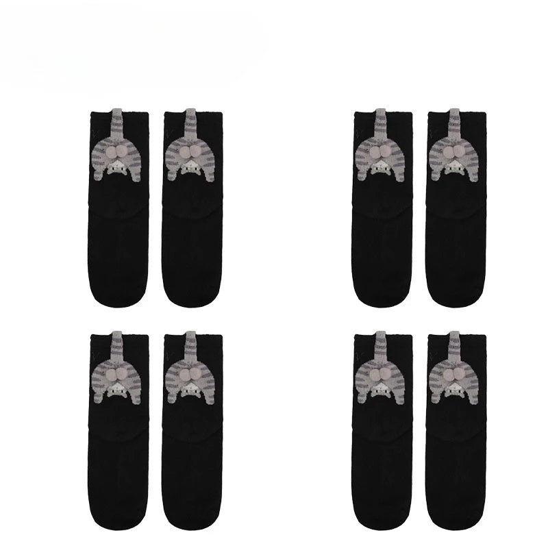 3D Cat Butt Cartoon Socks – Funny Novelty Cotton Mid Socks