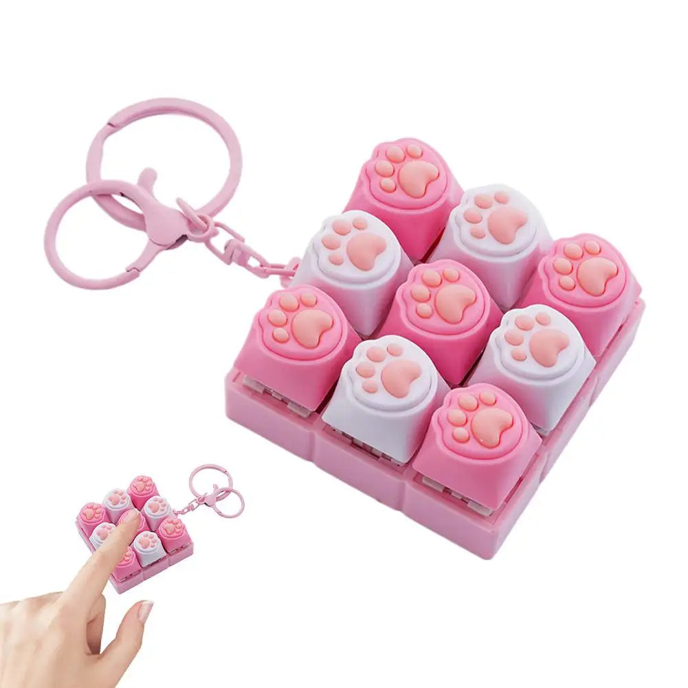 Cat's Paw Silent Fidget Keyboard Keychain – 9-Key Clicker