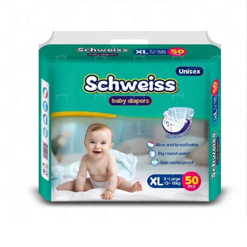 50pcs/1pack Wholesale Hot Sale Baby Pull Up Diapers Soft Light and Thin Breathable Super Absorbent Disposable Nappy for Newborns Peaceful Pleasures Health and Wellness XL