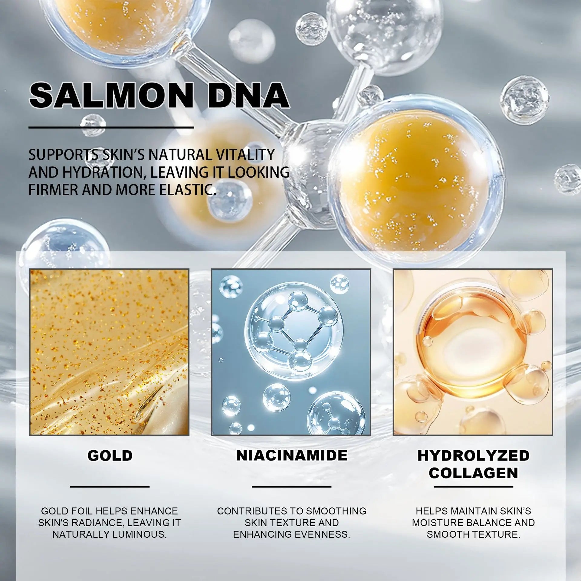 Salmon DNA Ampoule,Salmon Stem Cell Serum with PDRN,Infused with Niacinamide,Ampoule for Deep Hydration, Radiance, 1 fl.oz Peaceful Pleasures Health and Wellness