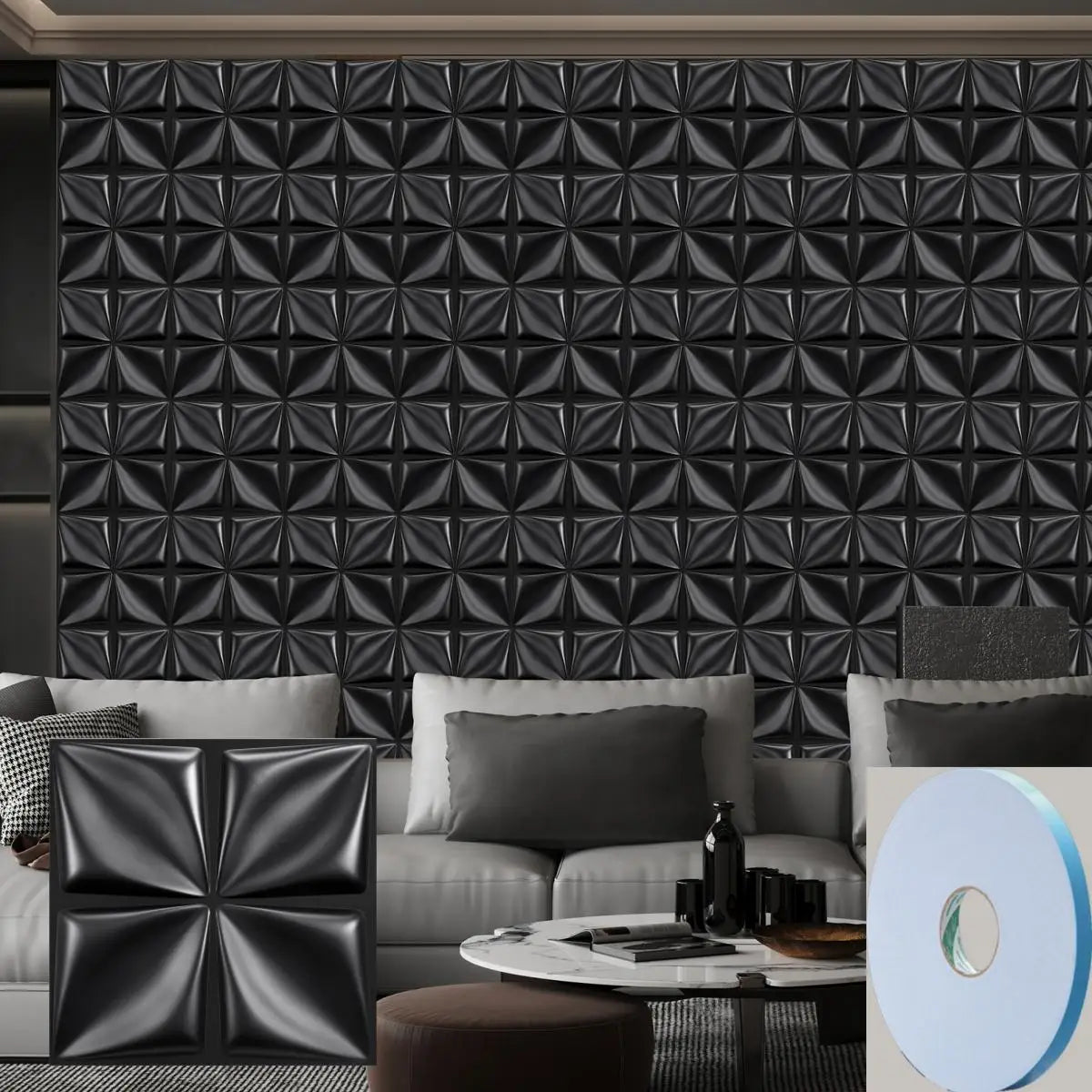 3D Wall Panels for Interior Wall Decor, Modern Diamond Textured Accent Wall Paneling for Gaming Living Room TV Wall Background Peaceful Pleasures Health and Wellness