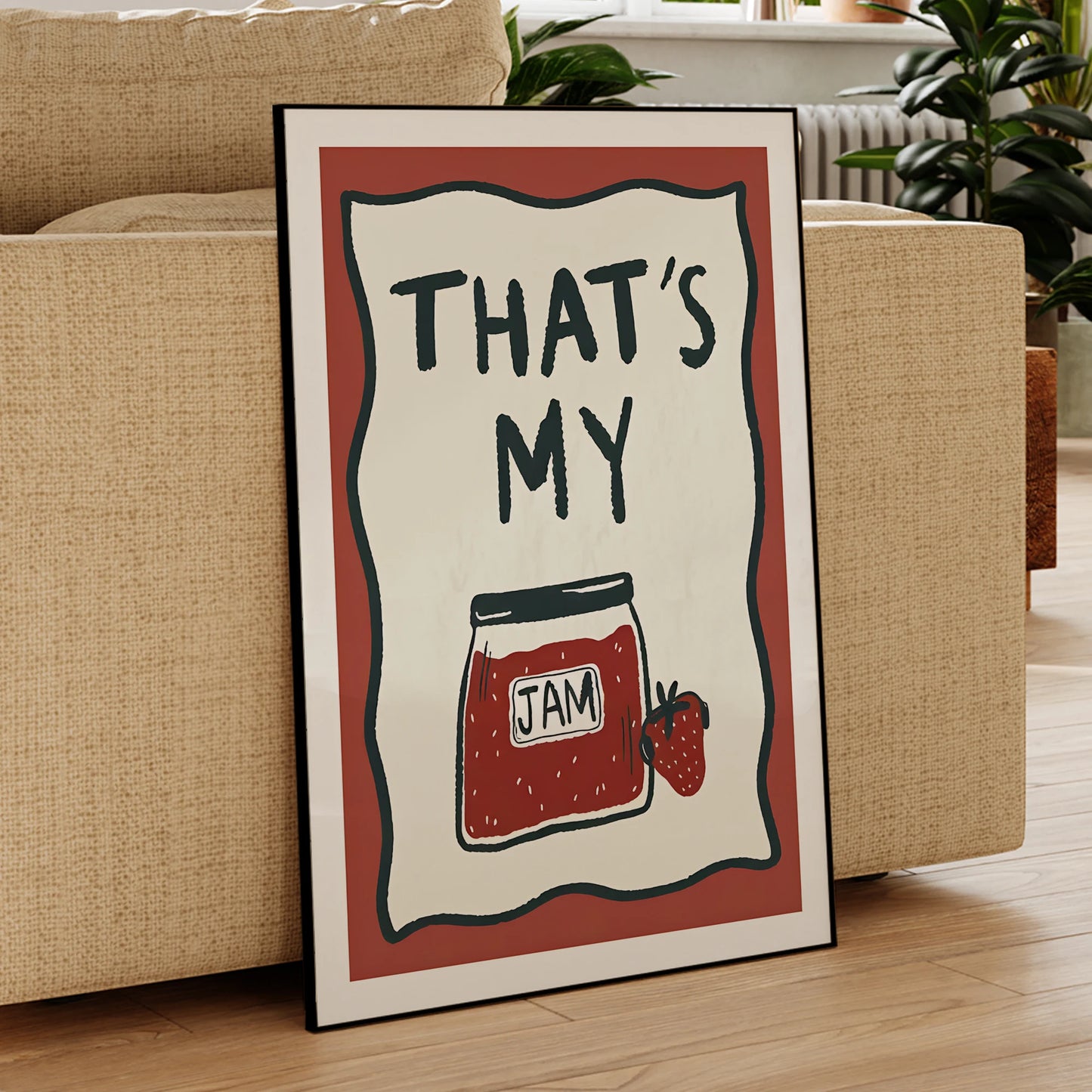 Pink Strawberry "That's My Jam" Canvas Wall Art Print | Decor