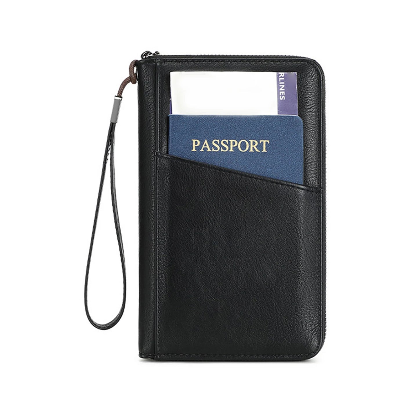 Portable Family Passport Holder Portable & Waterproof Travel Passport Holder Bag for Cards Boarding Pass Money Peaceful Pleasures Health and Wellness black