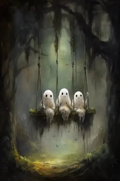Halloween Ghost Forest Canvas Poster | Cute Wall Art Decor Canvas Wall Art Peaceful Pleasures Health and Wellness ZLH5133 40x50cm No Frame