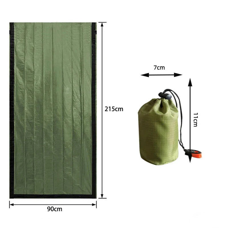 Outdoor Emergency Survival Sleeping Bag Portable First Aid Blanket Hiking and Camping Multi-functional Insulated Bag Peaceful Pleasures Health and Wellness green