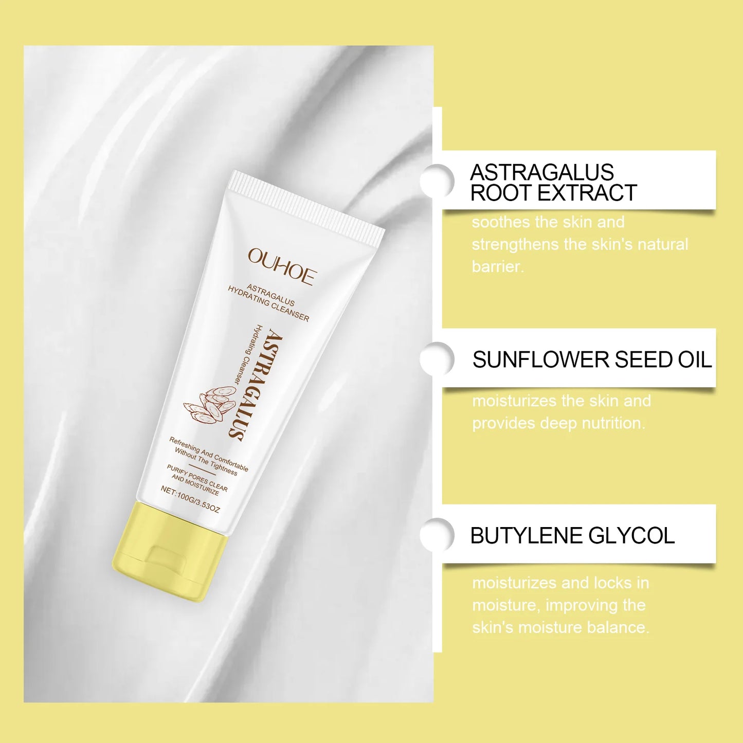 Astragalus Root Facial Cleanser – Hydrating Deep Pore Wash