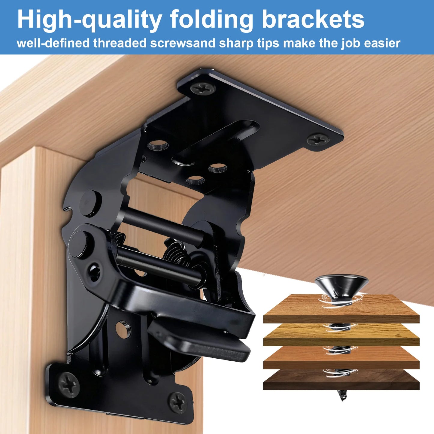 4-Pack Self-Locking Folding Hinges 180° Heavy Duty Table Brackets