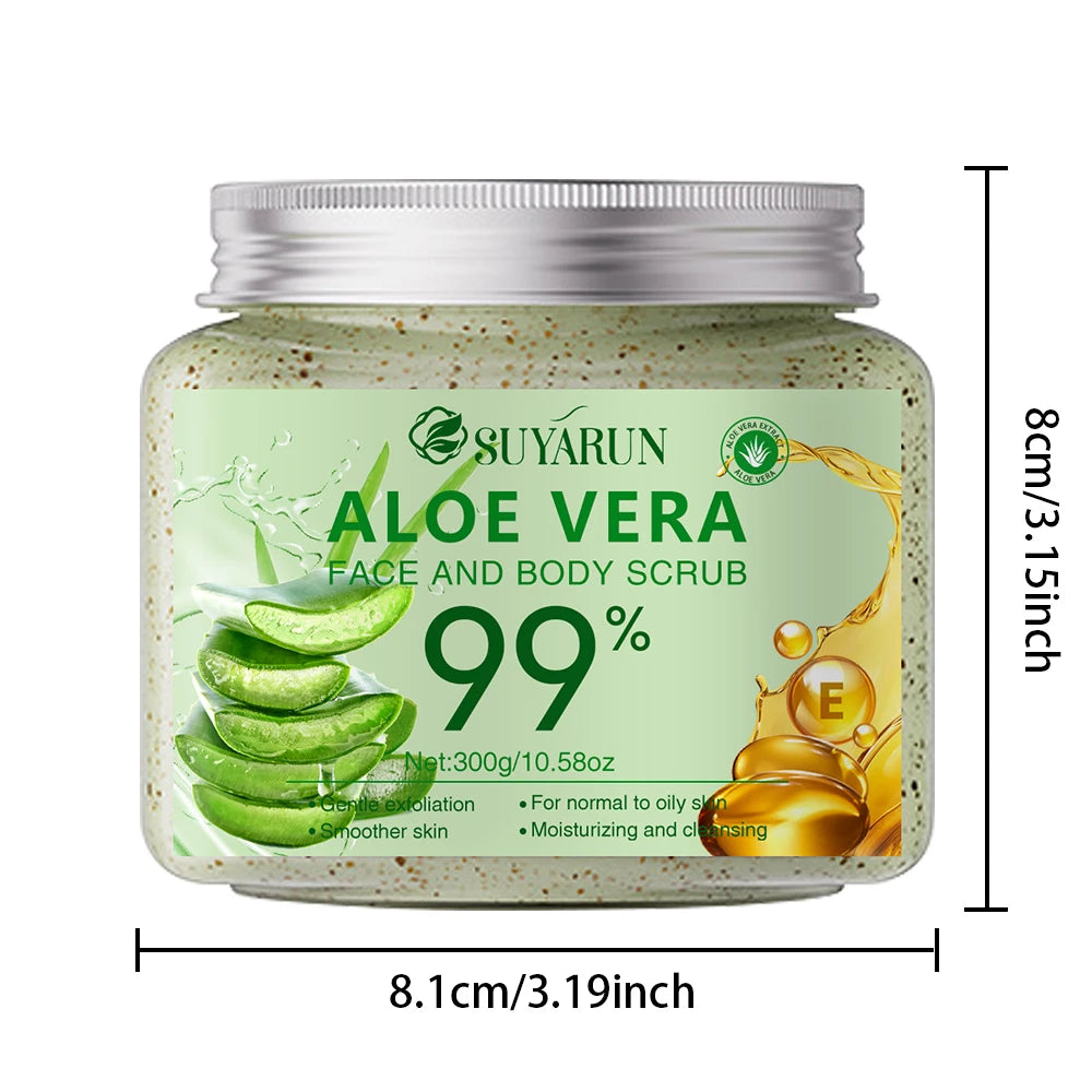 SUYARUN Aloe Vera Body Scrub Exfoliator - Natural Deep Cleansing, Hydrating for Sensitive Skin, Spa Quality Soft Smooth Skin. Peaceful Pleasures Health and Wellness