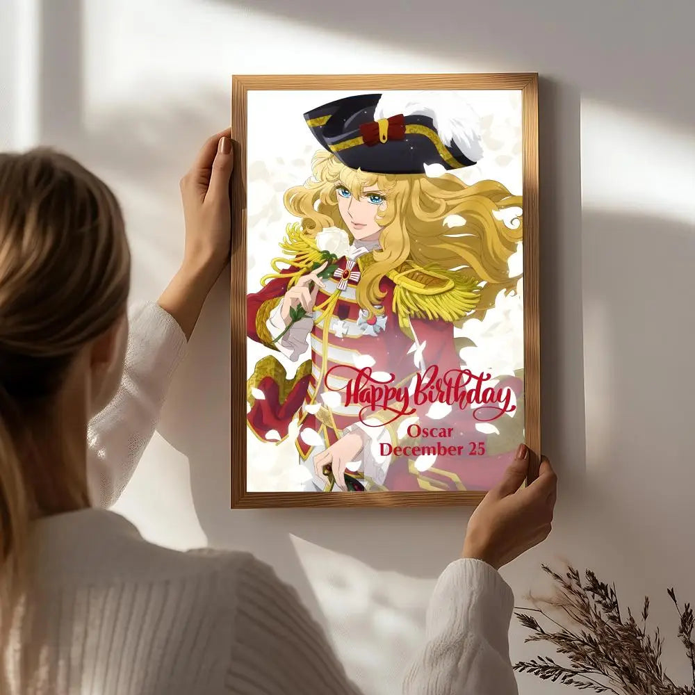 Anime T-The Rose of Versailles Poster HD Self Adhesive Waterproof Wall Art Ideal for Home Office Dorm Bedroom Great Gift Peaceful Pleasures Health and Wellness White2 50X70cmNoframe