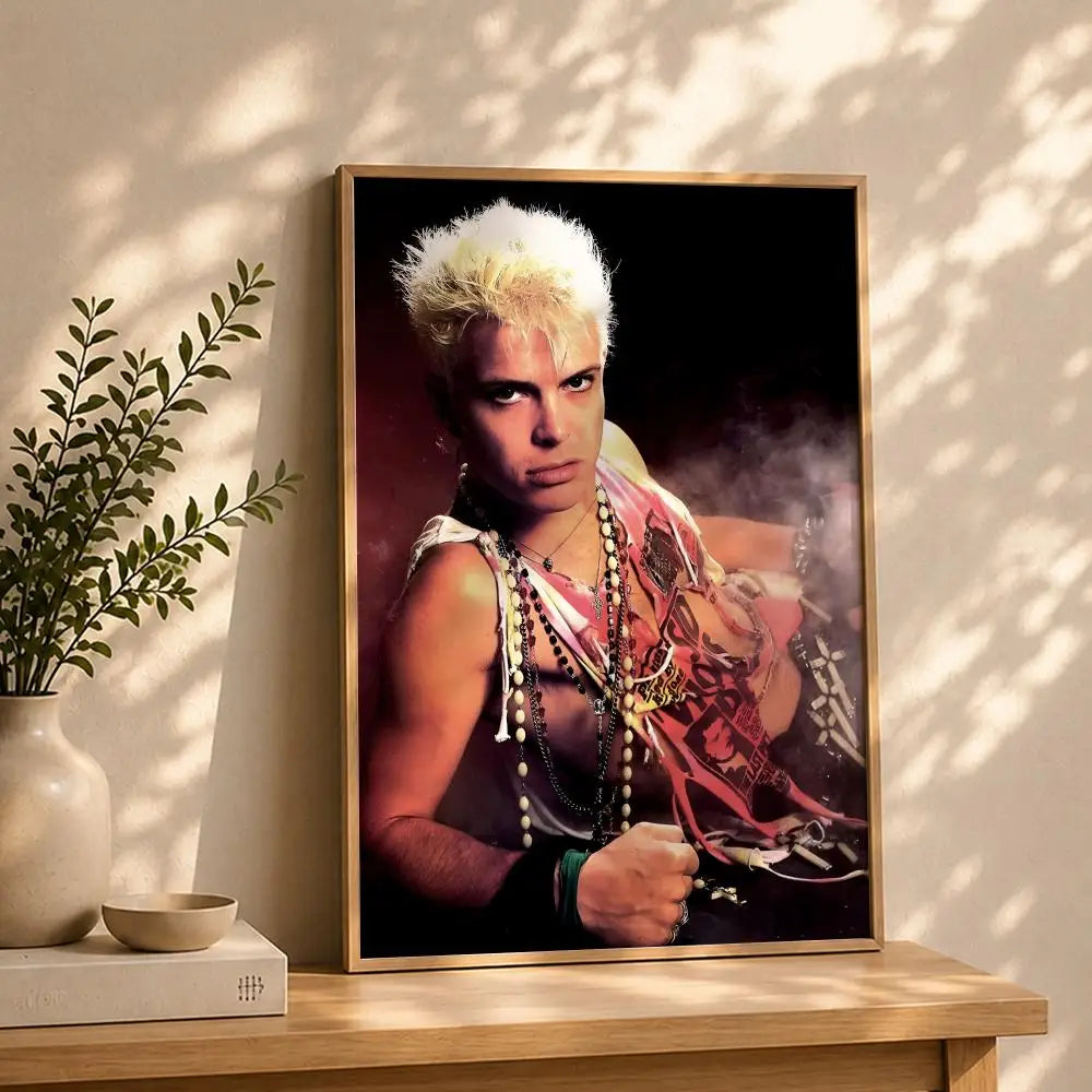 Singer B-Billy IdolS Poster HD Self Adhesive Waterproof Wall Art Ideal for Home Office Dorm Bedroom Great Gift Peaceful Pleasures Health and Wellness White10 50X70cmNoframe