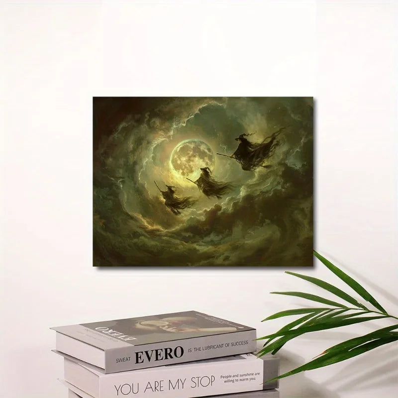 Witchy Canvas Art Print Frameless Wall Decor Canvas Poster for Living Room, Kitchen, Classroom, Party, Hallowee Home Decor Peaceful Pleasures Health and Wellness