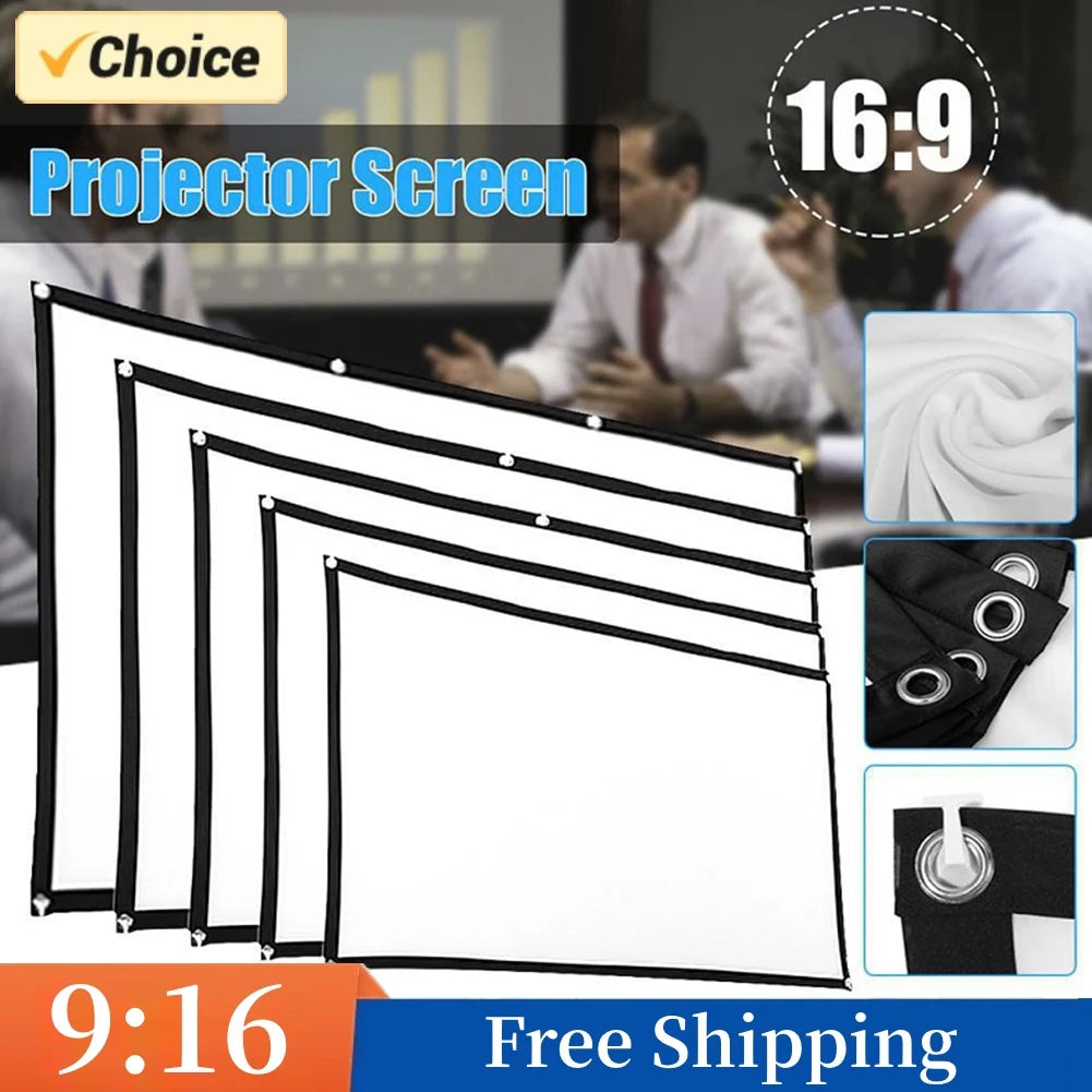 Portable Projector Screen Simple Curtain 60 72 84 100 120 150 Inches Projection Screens 16:9 for Home Outdoor Office Projector Peaceful Pleasures Health and Wellness 60 inch