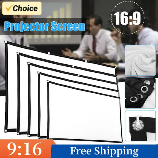 Portable Projector Screen Simple Curtain 60 72 84 100 120 150 Inches Projection Screens 16:9 for Home Outdoor Office Projector Peaceful Pleasures Health and Wellness 60 inch