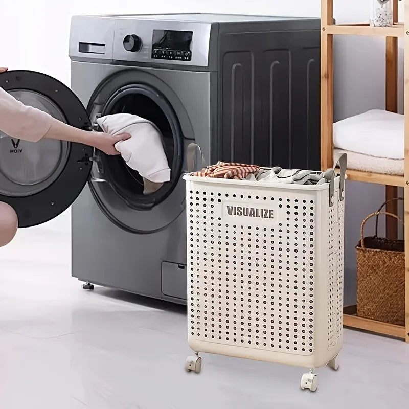 Rolling Foldable Laundry Basket with Wheels – Large Capacity
