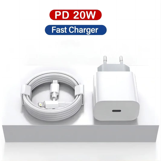 PD 20W Fast Charging EU Charger Plug with 1M/3FT Cable for iPhone iPad Peaceful Pleasures Health and Wellness