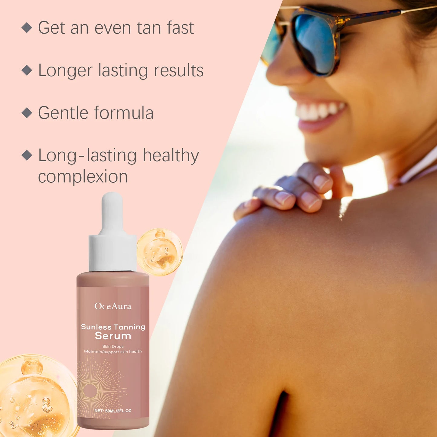 OceAura Sunless Self-Tanning Serum 60ml | Bronzer & Moisturizer