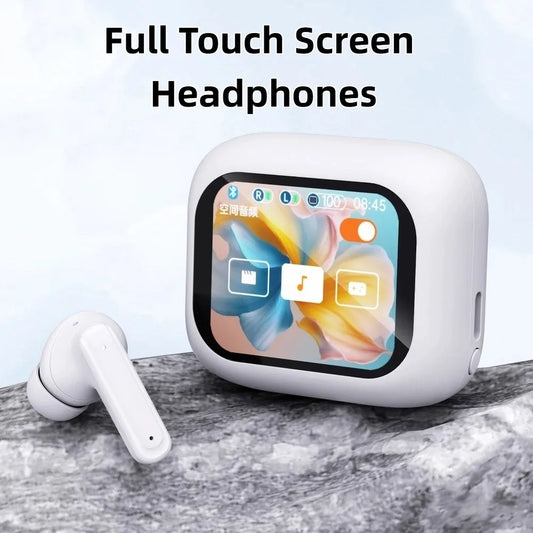 Bluetooth 5.4 Full Touch Screen Headphones Smart LCD in Ear Wireless in-Ear Earbuds Long Battery HD Call ANC Bluetooth Earphones Peaceful Pleasures Health and Wellness