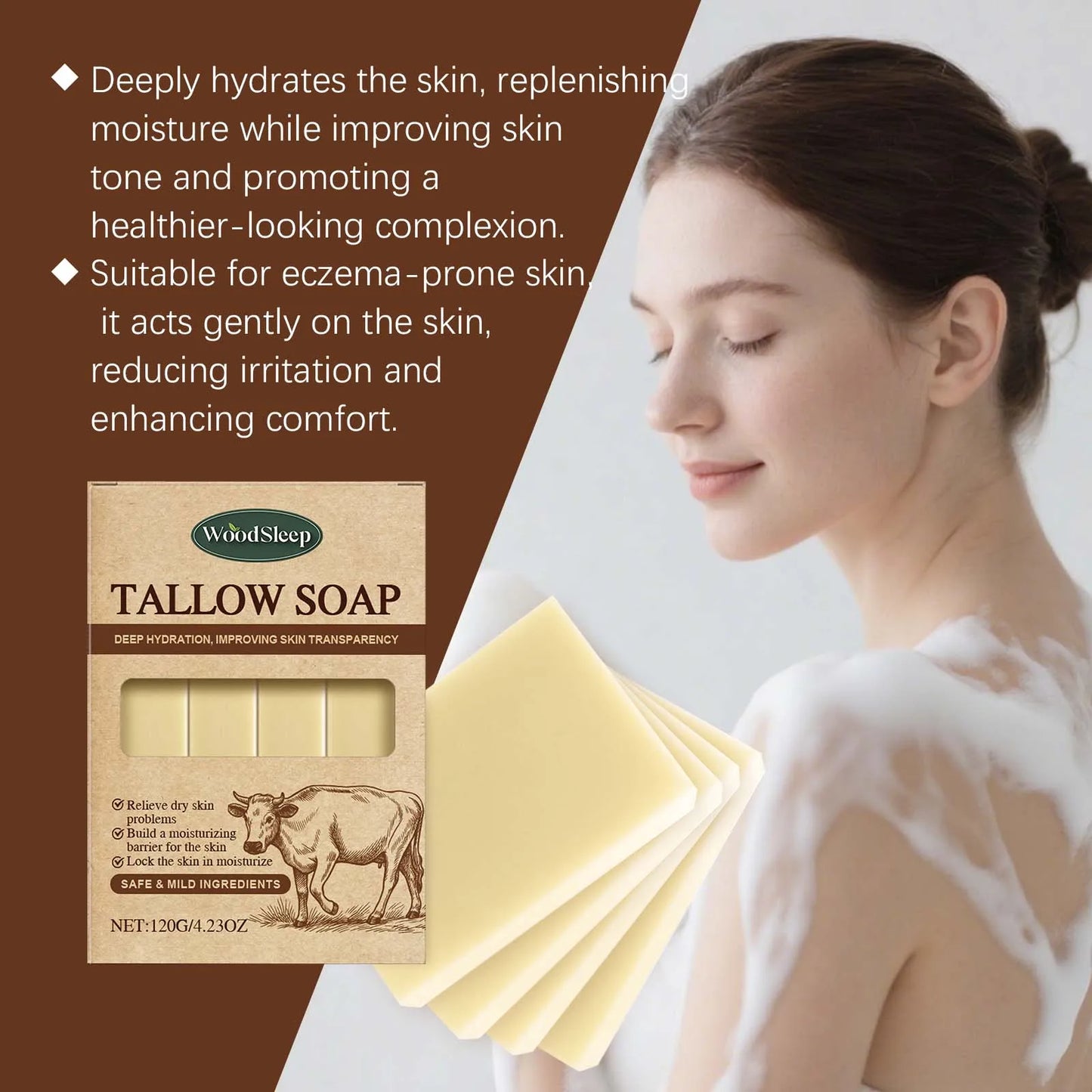 OceAura Grass-Fed Tallow Soap Bar – Face & Body Cleanser