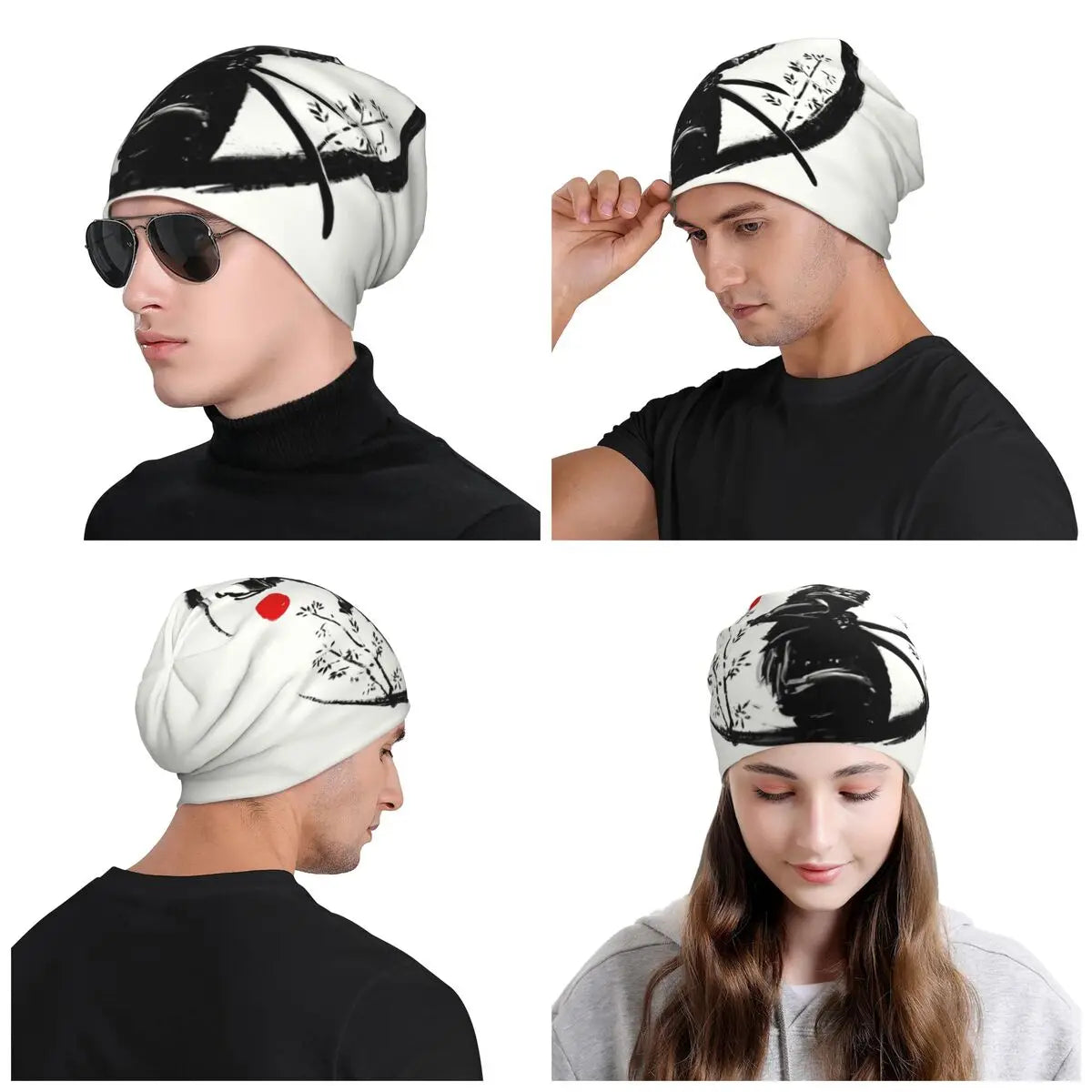 Japanese Samurai Knit Beanie Hat | Hip Hop Unisex Skullies
