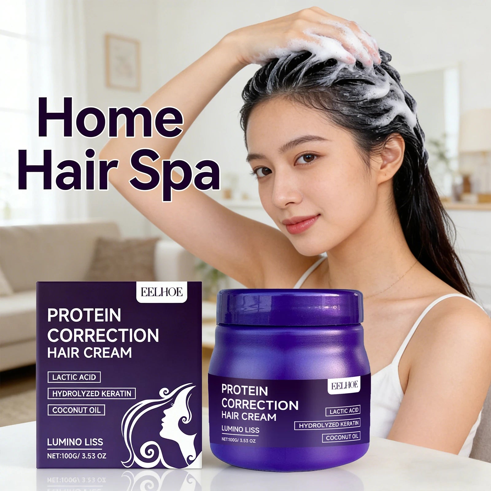 Protein Correction Hair Cream Nourishing Smoothing Hair Long-Lasting Hair Straighten Effect Anti Frizz Hair Straightening Cream Peaceful Pleasures Health and Wellness