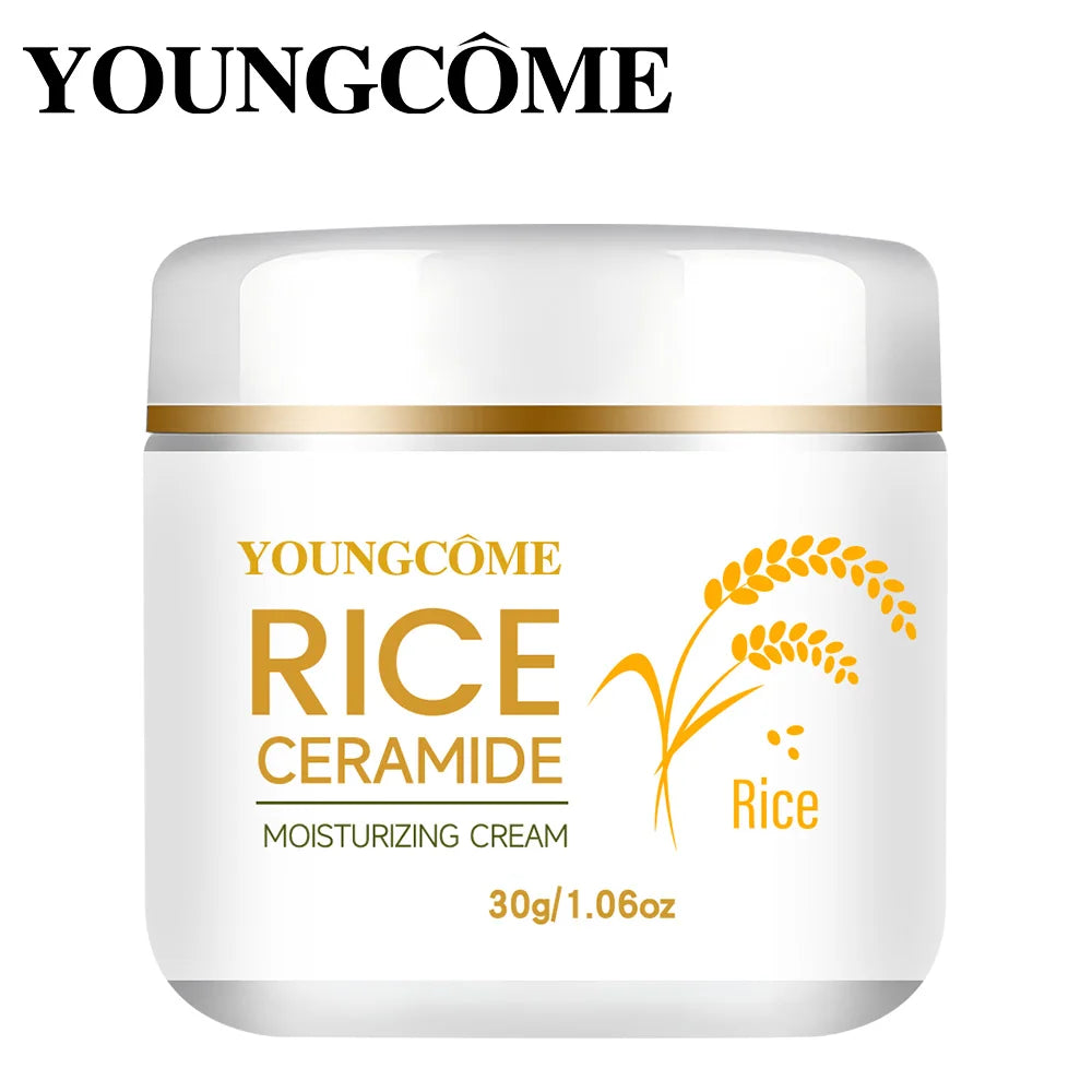 30/60g Rice Cream For Face White Rice Essence Brightening Moisturizing Cream Lightweight Moisturizer Face Cream Smooth Lines Peaceful Pleasures Health and Wellness