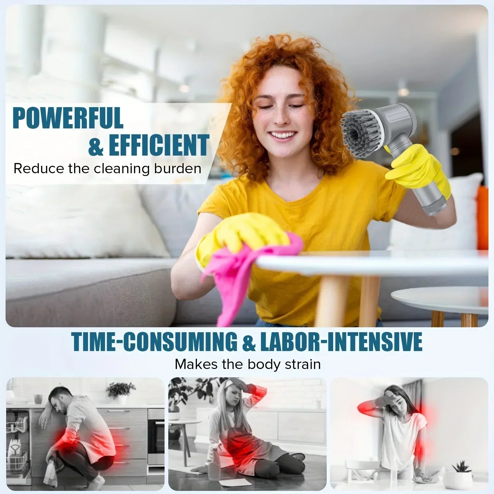 Electric Spin Brush Cleaner Wireless Rechargeable 5 Replaceable Heads Rotating Deep Cleaning Bathroom Kitchen Tiles Peaceful Pleasures Health and Wellness