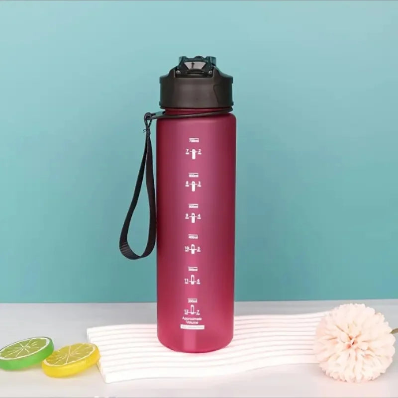 750ml Frosted BPA-Free Sports Water Bottle with Carry Rope