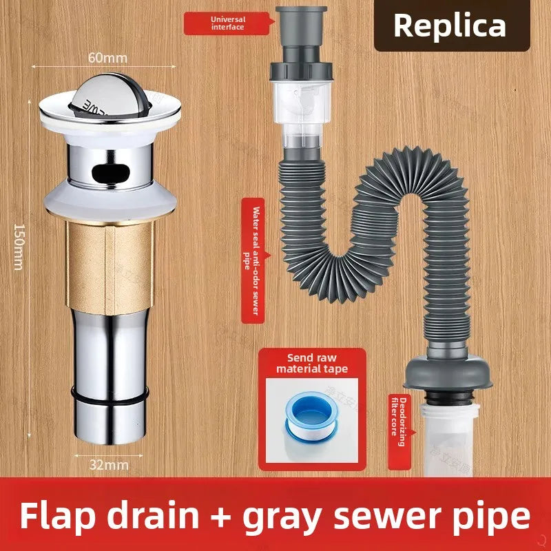 P-Trap Kitchen Sink Drain Set – Strainer, Hose & Odor Filter