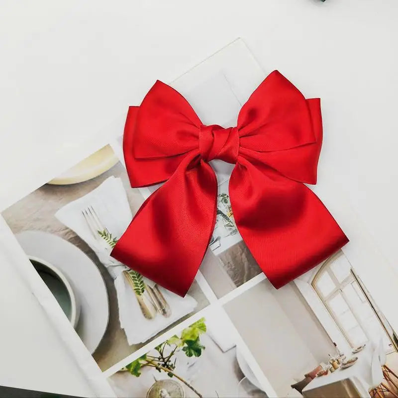 Bow Ribbon Hair Clip – Solid Color Bowknot Barrette for Women
