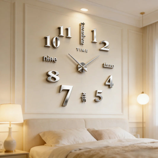 NEW Modern Design Large Wall Clock 3D DIY Quartz Clocks Fashion Watches Acrylic Mirror Stickers Living Room Home Decor Horloge Peaceful Pleasures Health and Wellness